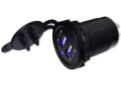 USB разъем двойной 2.1А+2.1А с синей подсветкой А53B А53B - фото 1610