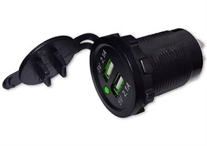 USB разъем двойной 2.1А+2.1А с зеленой подсветкой А53G А53G