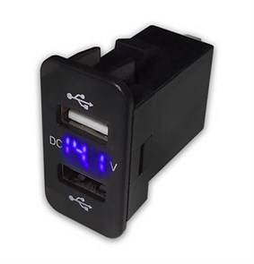 USB разъем двойной 3.1А с вольтметром (С синей подсветкой) А82B А82B