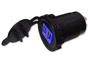 USB разъем двойной 3.1А с синей подсветкой А34B А34B