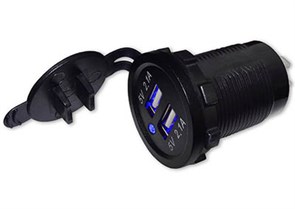 USB разъем двойной 2.1А+2.1А с синей подсветкой А53B А53B