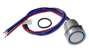 YD19-10E/L Кнопка антивандальная СЕНСОРНАЯ, ИМПУЛЬСНАЯ с подсветкой 12V Синяя YD19-10E/LB