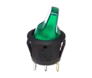 Переключатель KCD1-5-101NH (777Т) 3с 12в 10A зеленый, ON-OFF KCD1-5-101NHG