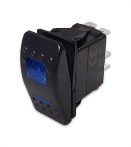 Переключатель 12-24В, SF50713-3-A6BB ON-OFF-ON с синей подсветкой SF50713-3-A6BB