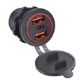 USB разъем двойной QC3.0 и PD c кнопкой (Красная подсветка) С34R