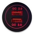 USB разъем двойной с красной подсветкой QC3.0 A85R