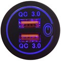 USB разъем двойной с синей подсветкой QC3.0 с сенсорной кнопкой A85BS