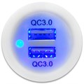 Белый USB разъем двойной с синей подсветкой QC3.0 2022091303